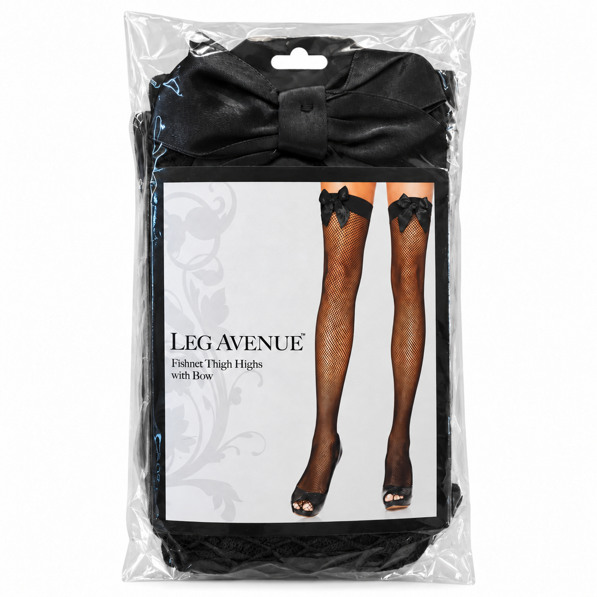 BOW FISHNET THIGH-HIGHS