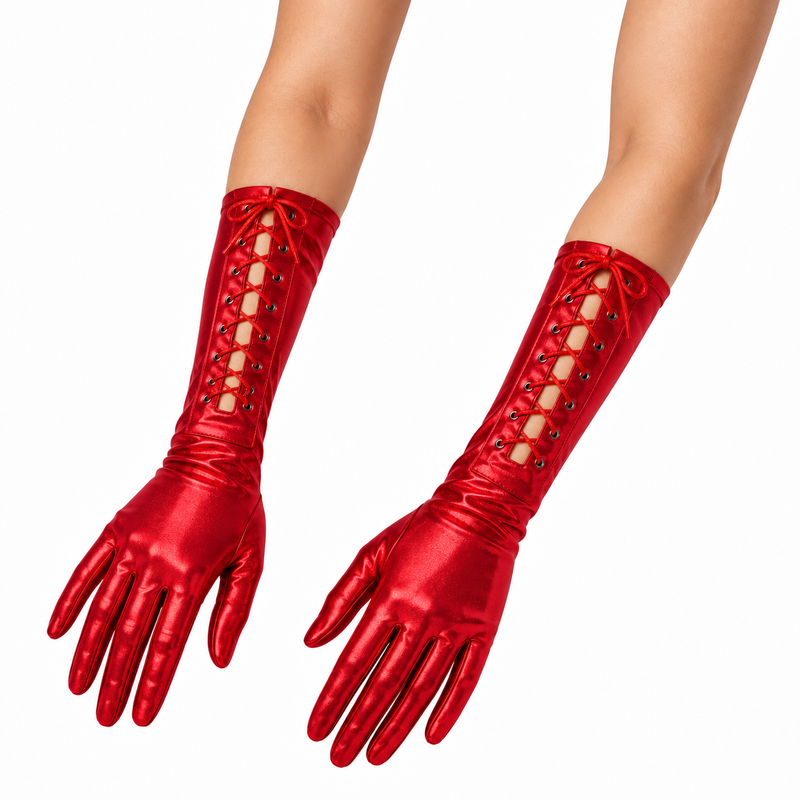 METALLIC LACE-UP GLOVES
