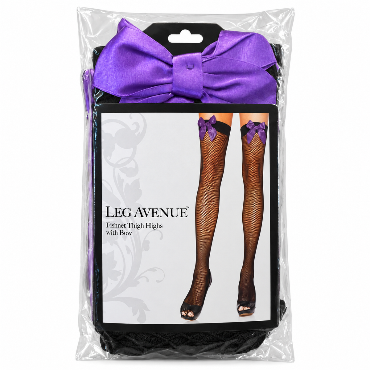 BOW FISHNET THIGH-HIGHS